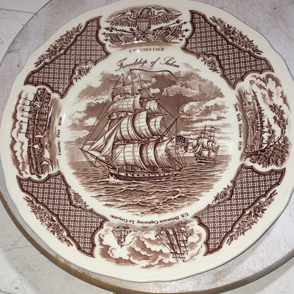 Vintage Meakin brown copper transfer engraving plate 10.5”